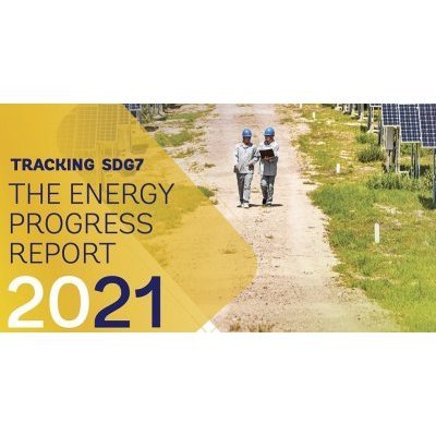 Couverture du rapport 2021 publié par l'Agence internationale de l'énergie sur les avancées dans le monde en matière d'accès à l'électricité et à une énergie durable.