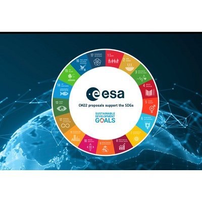 L'Agence Spatiale Européenne et les Objectifs de développement durable- Logo ESA et la roue des ODD