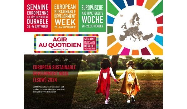 Semaine européenne du développement durable 20-26 septembre Agir au quotidien European sustainable development week 2024 La SEDD aura lieu du 18 septembre au 8 octobre les inscriptions sont ouvertes ! Enregistrez votre évènement